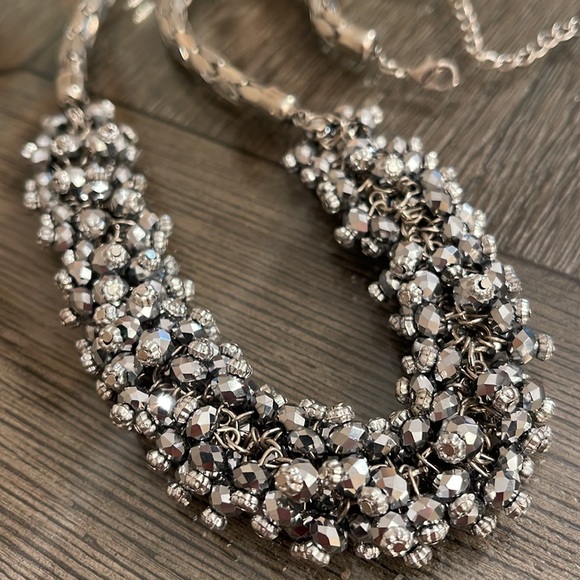 Vintage Style Necklace with Cut Glass Silver Colored Beads - Picture 2 of 13